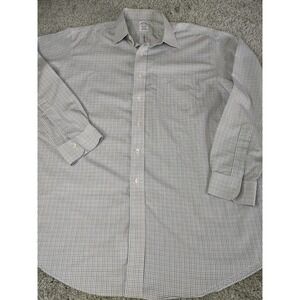 Brooks Brothers dress shirt 17.5 35 checked 100% Supima cotton Non-Iron Career